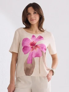 Bluzka damska  beżowa z nadrukiem Salko